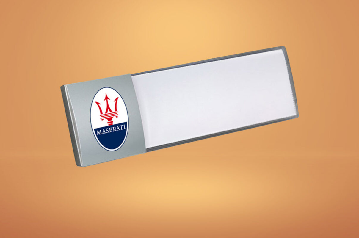 targhette portanome in plastica trasparente Translex S1 personalizzabile
